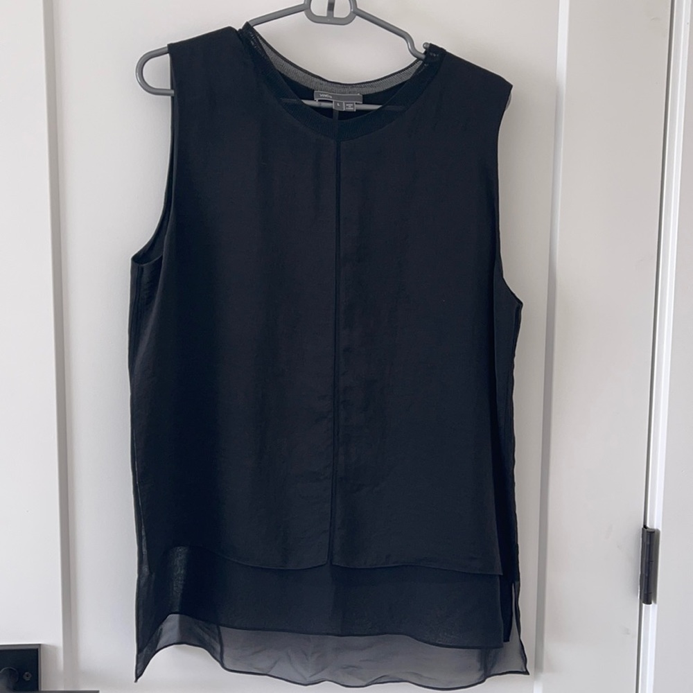 Vince silk shell w/ chiffon detailing